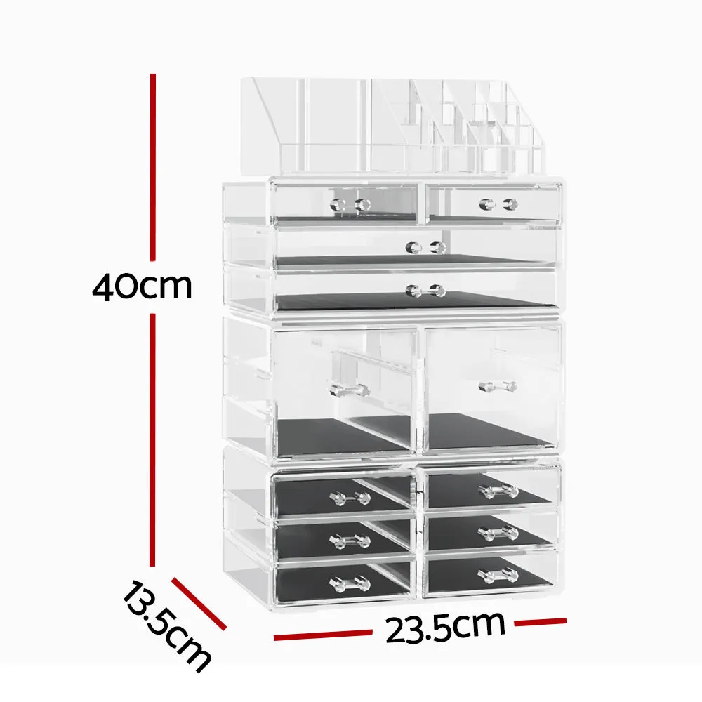 Large Capacity Makeup Case, 12 Drawers Acrylic Storage - Embellir