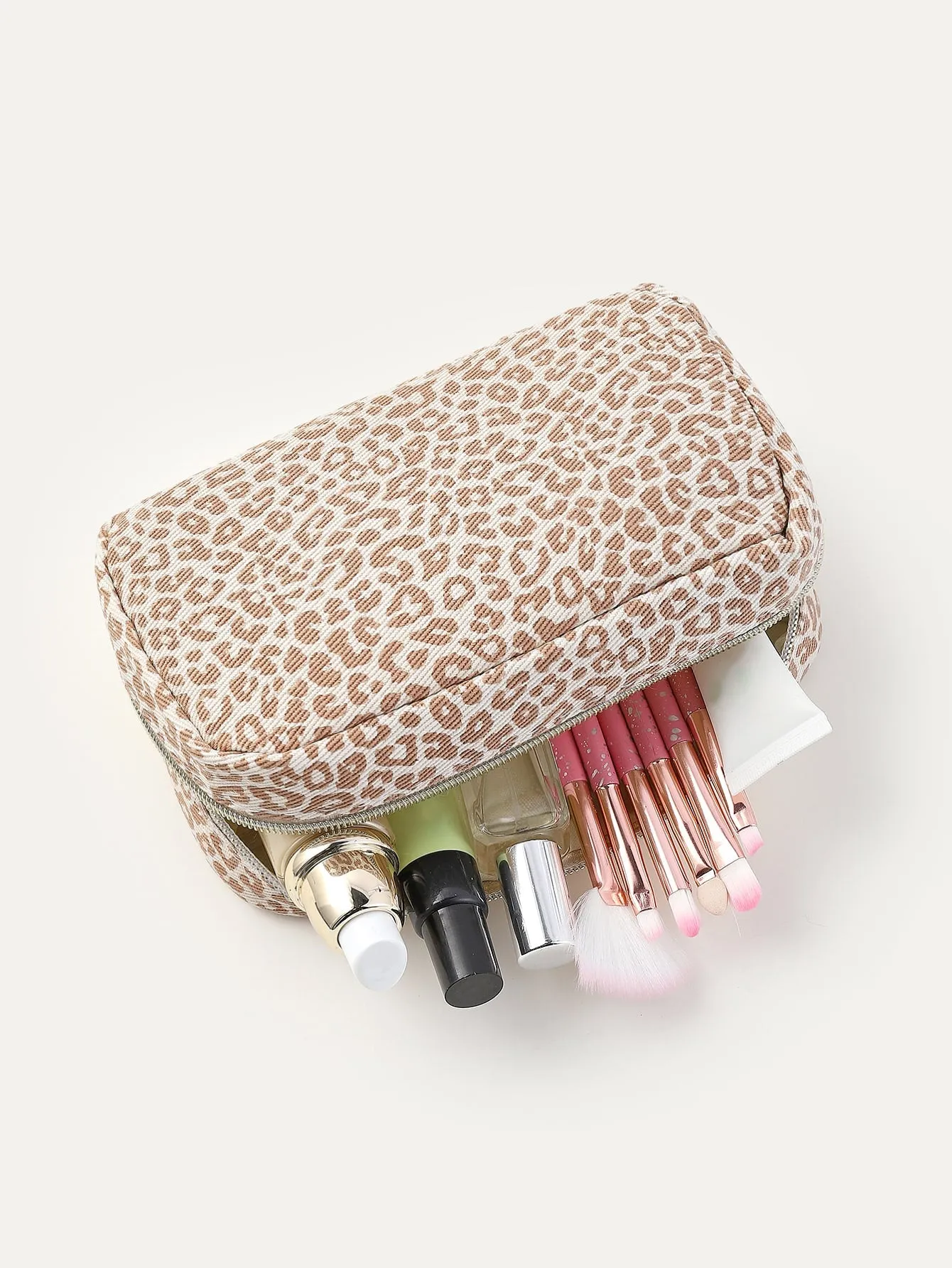 Leopard Print Square Makeup Bag Cosmetic Organizer Toiletries Bag Makeup