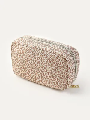 Leopard Print Square Makeup Bag Cosmetic Organizer Toiletries Bag Makeup