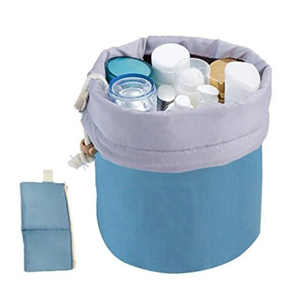 Makeup Barrel Shaped Cosmetic Storage Case Travel Toiletry Organizer