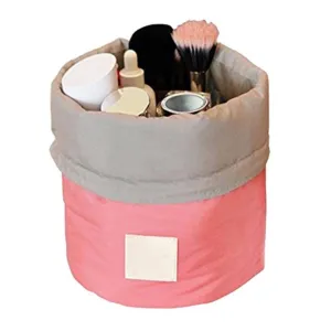 Makeup Barrel Shaped Cosmetic Storage Case Travel Toiletry Organizer