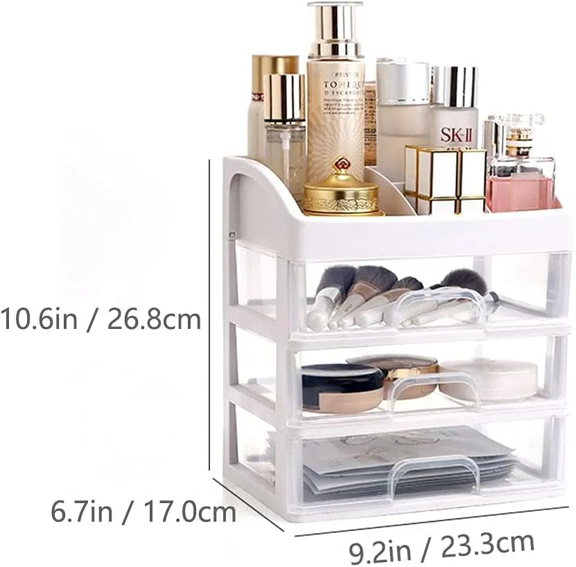 Makeup Organizer - Cosmetic Display Cases | 3 Drawers