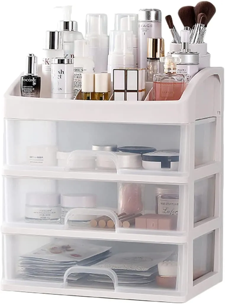 Makeup Organizer - Cosmetic Display Cases | 3 Drawers