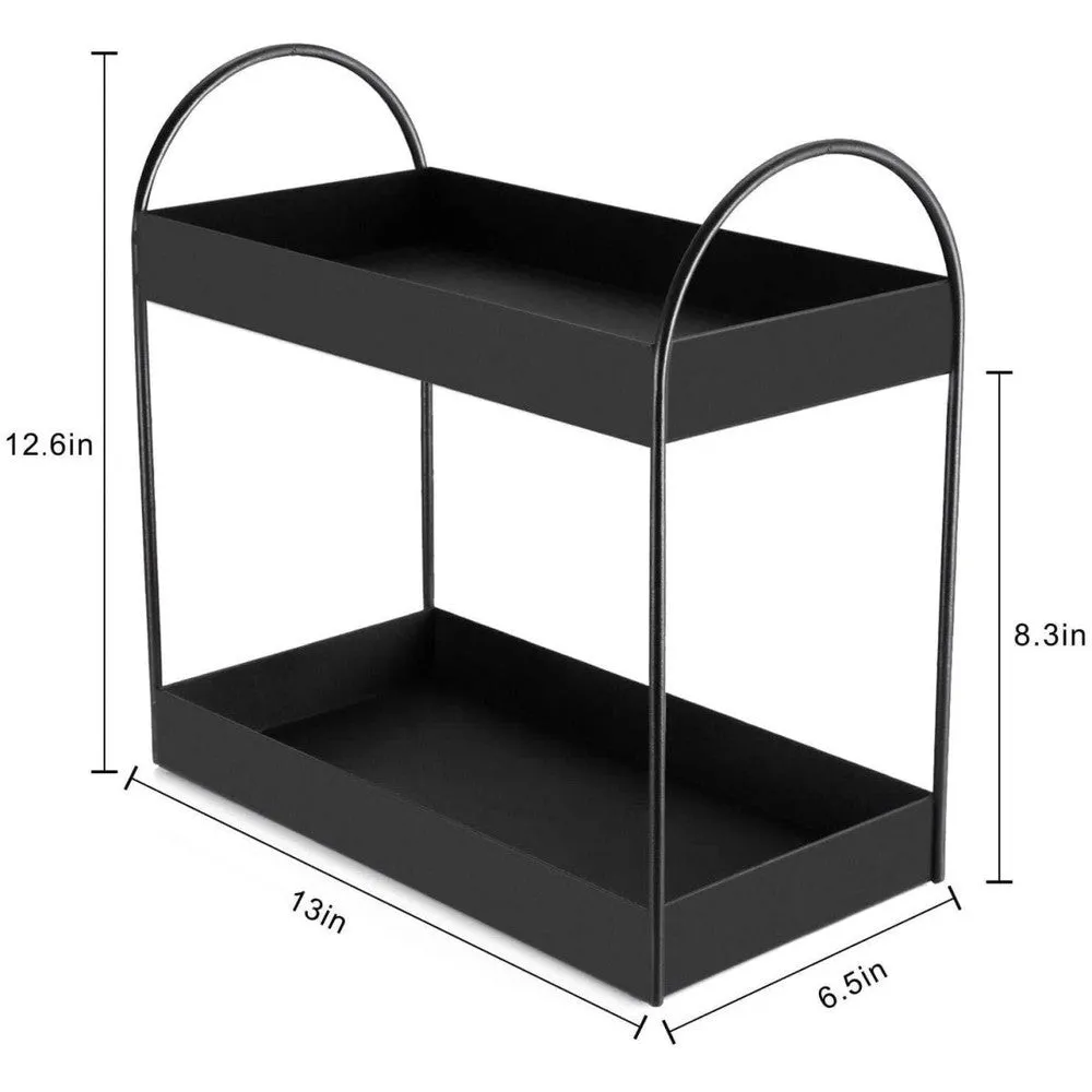 Metal 2-Tier Countertop Organizer (12.2X6.7X11.2inch, Black)