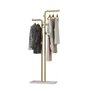 Metal Coat Rack Carbon Steel 5 Hooks Marble Base Stand