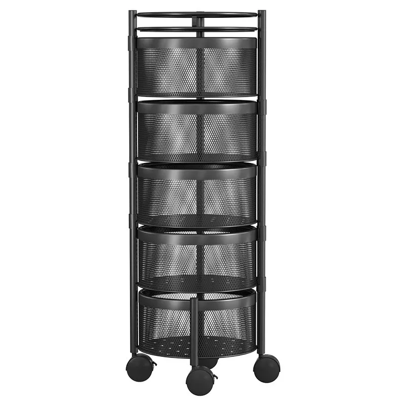 Multi-Layer Rotating Storage Rack For Kitchen With 5 Baskets