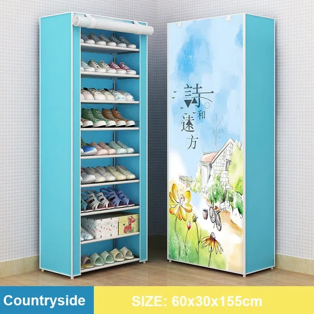 Multilayer Shoe Rack Detachable Dustproof Nonwoven Fabric Shoe Cabinet Home Standing Space-saving Stand Holder Shoes Organizer