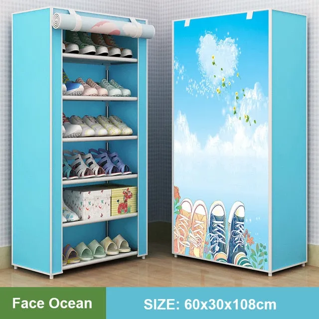 Multilayer Shoe Rack Detachable Dustproof Nonwoven Fabric Shoe Cabinet Home Standing Space-saving Stand Holder Shoes Organizer