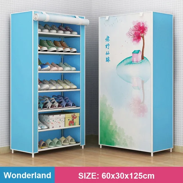 Multilayer Shoe Rack Detachable Dustproof Nonwoven Fabric Shoe Cabinet Home Standing Space-saving Stand Holder Shoes Organizer