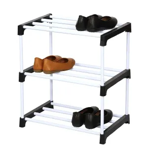 Multipurpose Shoe Rack for Home | Foldable Slipper/Chappal/Footwear Stand 3 Shelves Plastic Shoe Stand | Collapsible Storage Plastic Shoe Stand Easy to Assembled (3 Shelf) (Black)