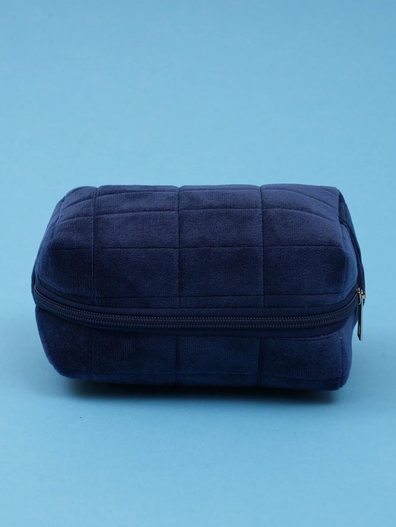 Navy Blue Minimalist Square Makeup Bag Cosmetic Organizer Toiletries Bag Makeup