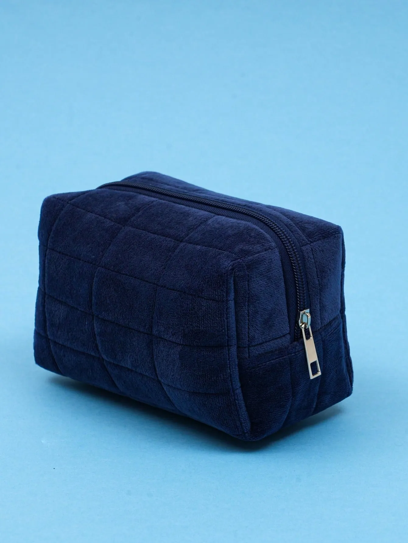 Navy Blue Minimalist Square Makeup Bag Cosmetic Organizer Toiletries Bag Makeup