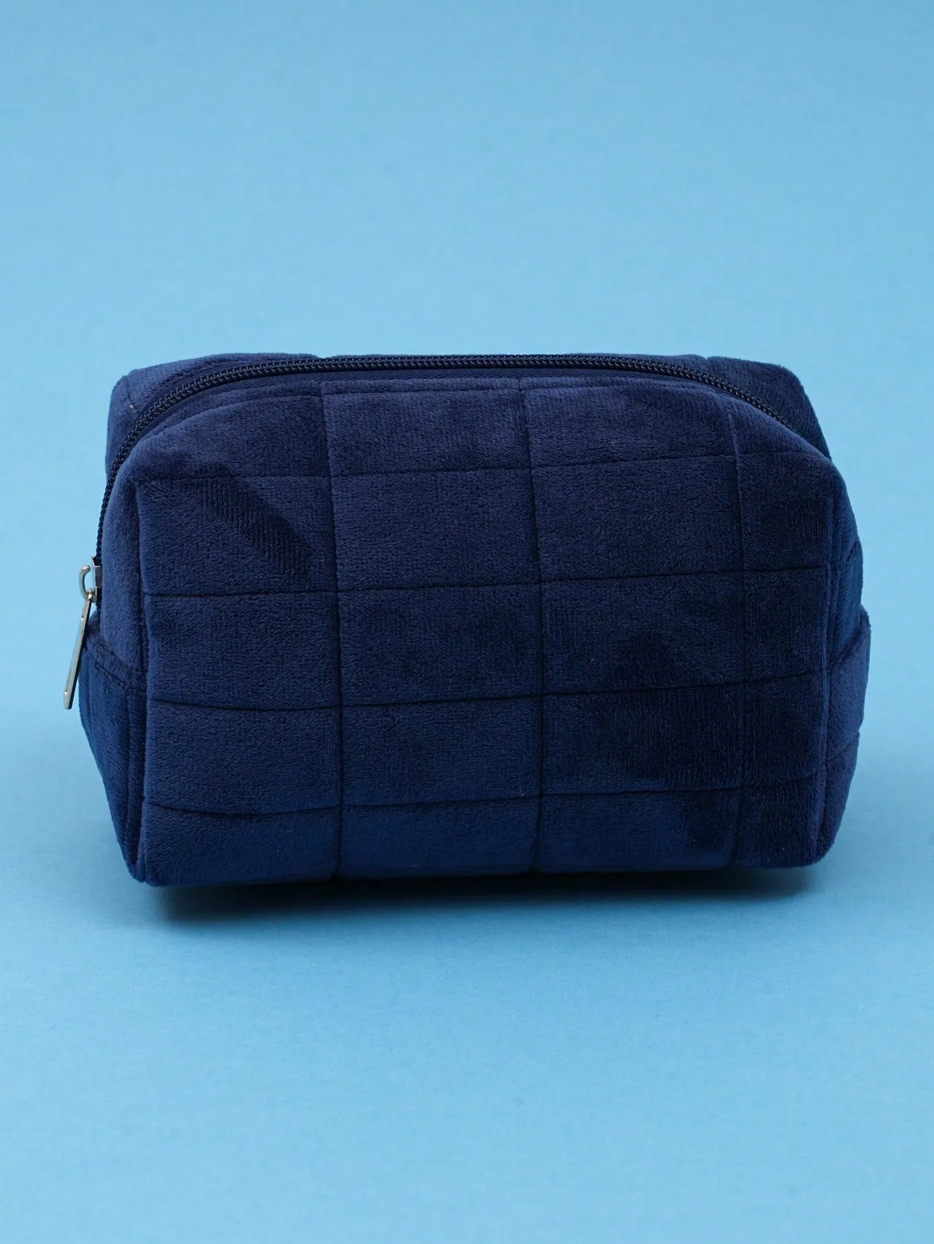 Navy Blue Minimalist Square Makeup Bag Cosmetic Organizer Toiletries Bag Makeup