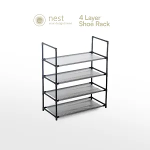 NEST DESIGN LAB Premium 4 Layer Shoe Rack Black Tarp