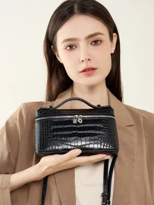 NEW COWHIDE LP LUNCH BOX BAG FOR WOMEN WITH A HIGH-END FEEL. HANDHELD KELLY BAG FOR 2024. NEW SINGLE SHOULDER CROSSBODY MAKEUP BAG