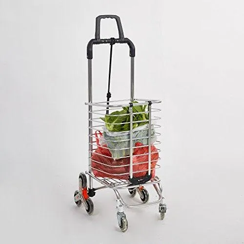 (Out of Stock) Aluminum Stair Climbing Shopping Cart with Rubber Swivel and Tri-Wheels