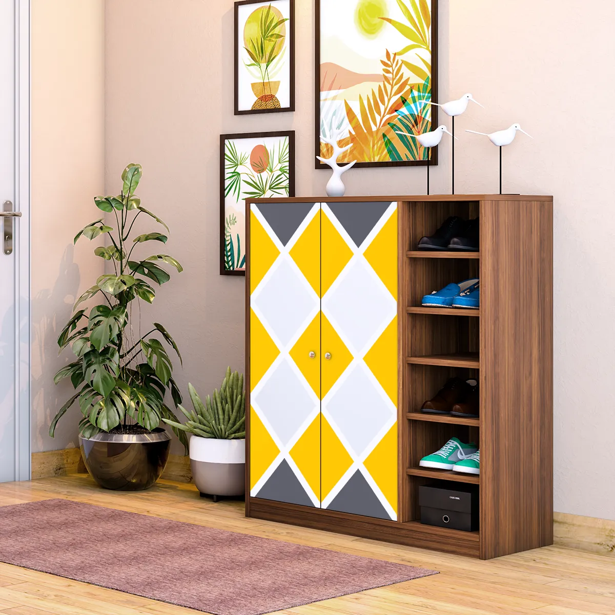 Pengu large Shoe rack - Yellow