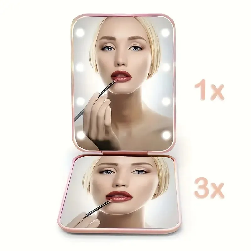 Pocket Mirror, 1X/3X Magnification LED Compact Travel Makeup Mirror