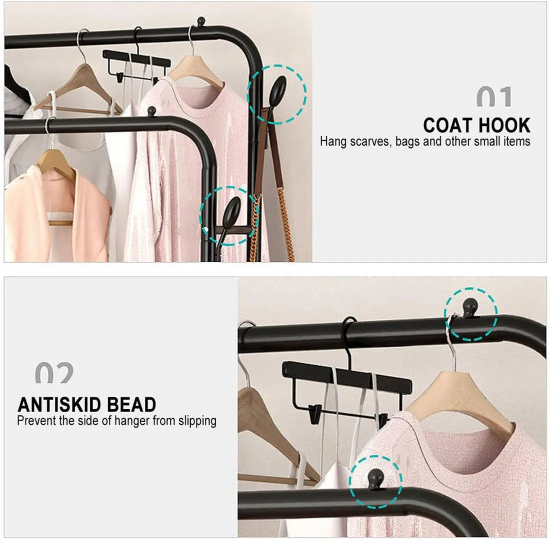 Portable Clothes Coat Garment Hanging Rack Shoe Storage Shelf Organizer Hanger