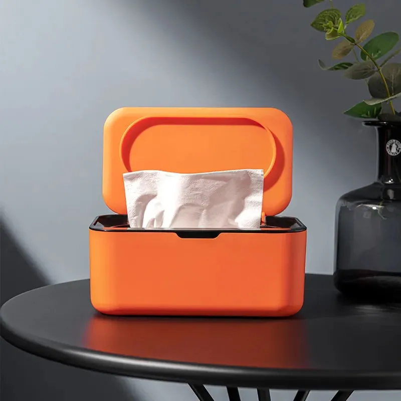 PORTABLE TISSUE STORAGE BOX WITH LID