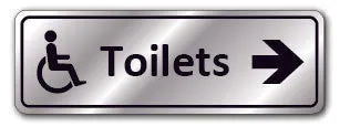 Prestige Silver - Toilets   Disabled Symbol & Arrow Right Sign