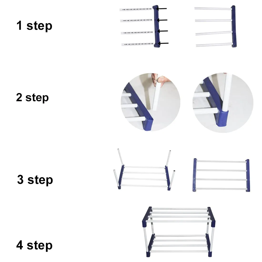 Rawzz 3 Layer Shoe Rack For Home Metal Plastic Rack with Wheels for Multipurpose Use Books, Clothes, Shoes etc. (Blue, 3 shelves)