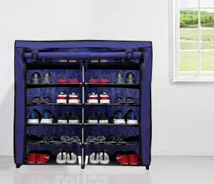 Raxon World 12 Layer Shoe Rack Cabinet, Blue