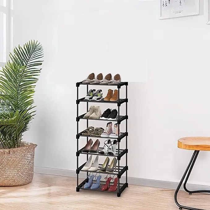 Reom Enterprise 7 Shelves Multi Purpose Heavy Duty Metal, Foldable Rack for, Book Shelf, Shoe Rack or Wardrobe