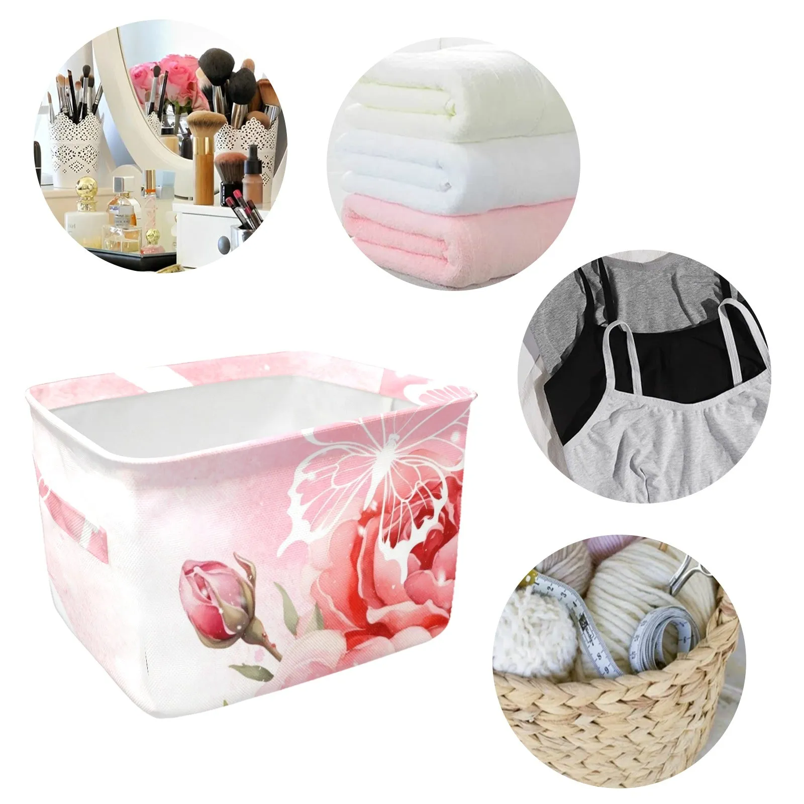 roses1 Fabric Storage Basket