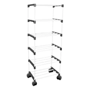 Shoe Rack for Home Metal Pipes, multiputpose Rack (with Wheels, 6 Layer)