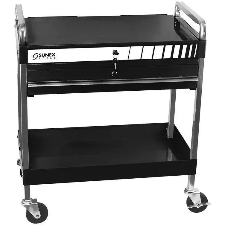 Sunex Service Cart With Locking Top and Drawer Black