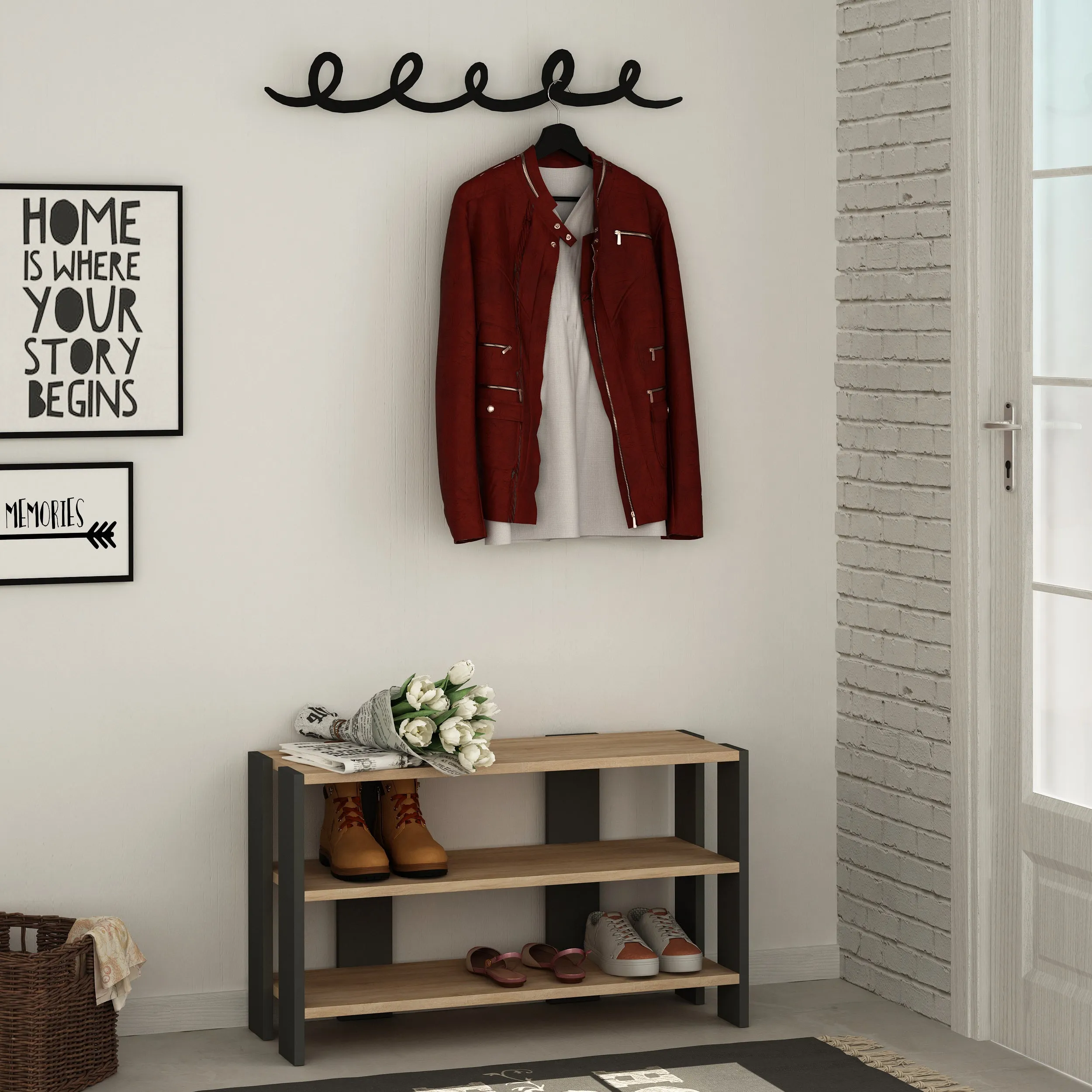 Tono Modern Shoe Rack With Hanger