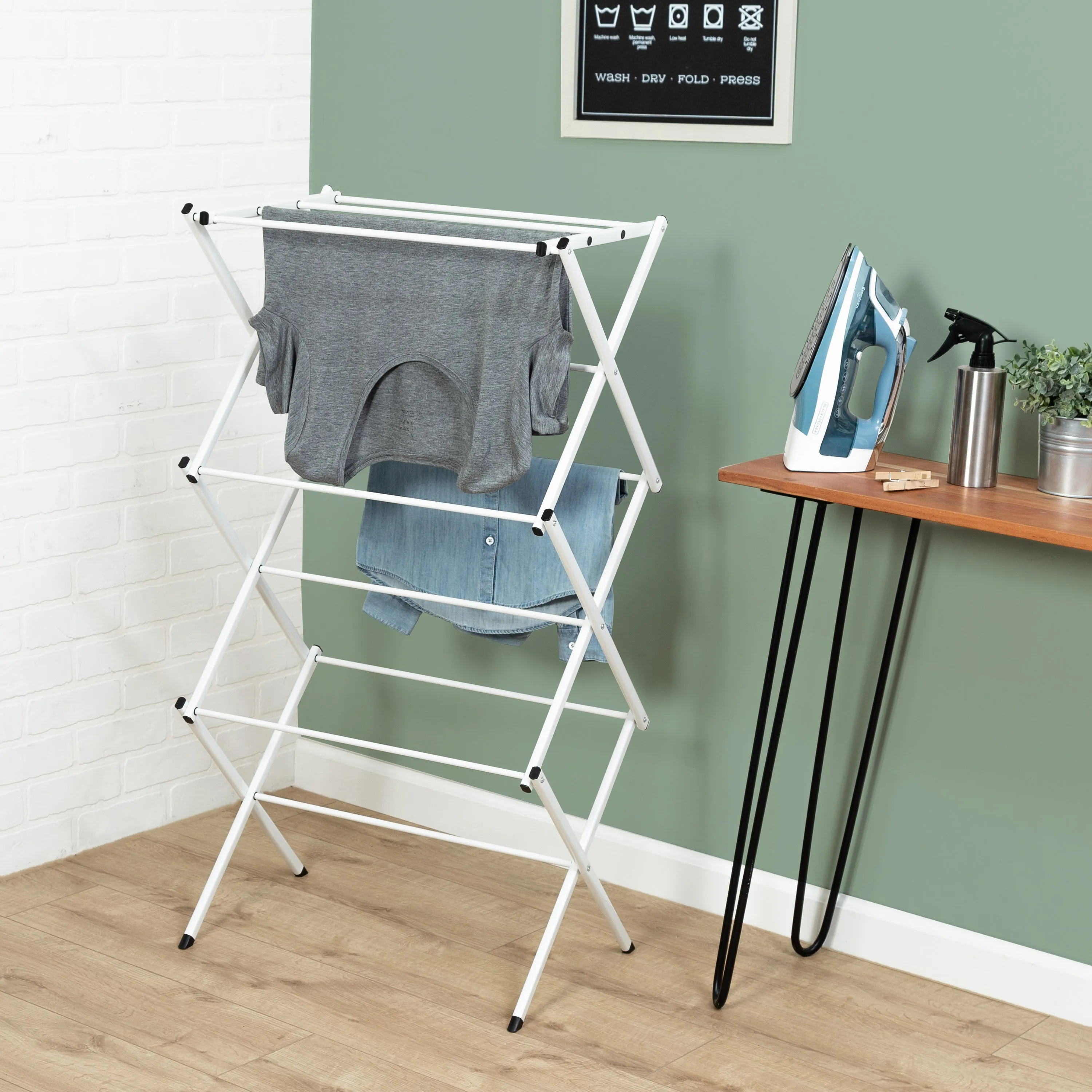 White 3-Tier Compact Folding Accordion Drying Rack