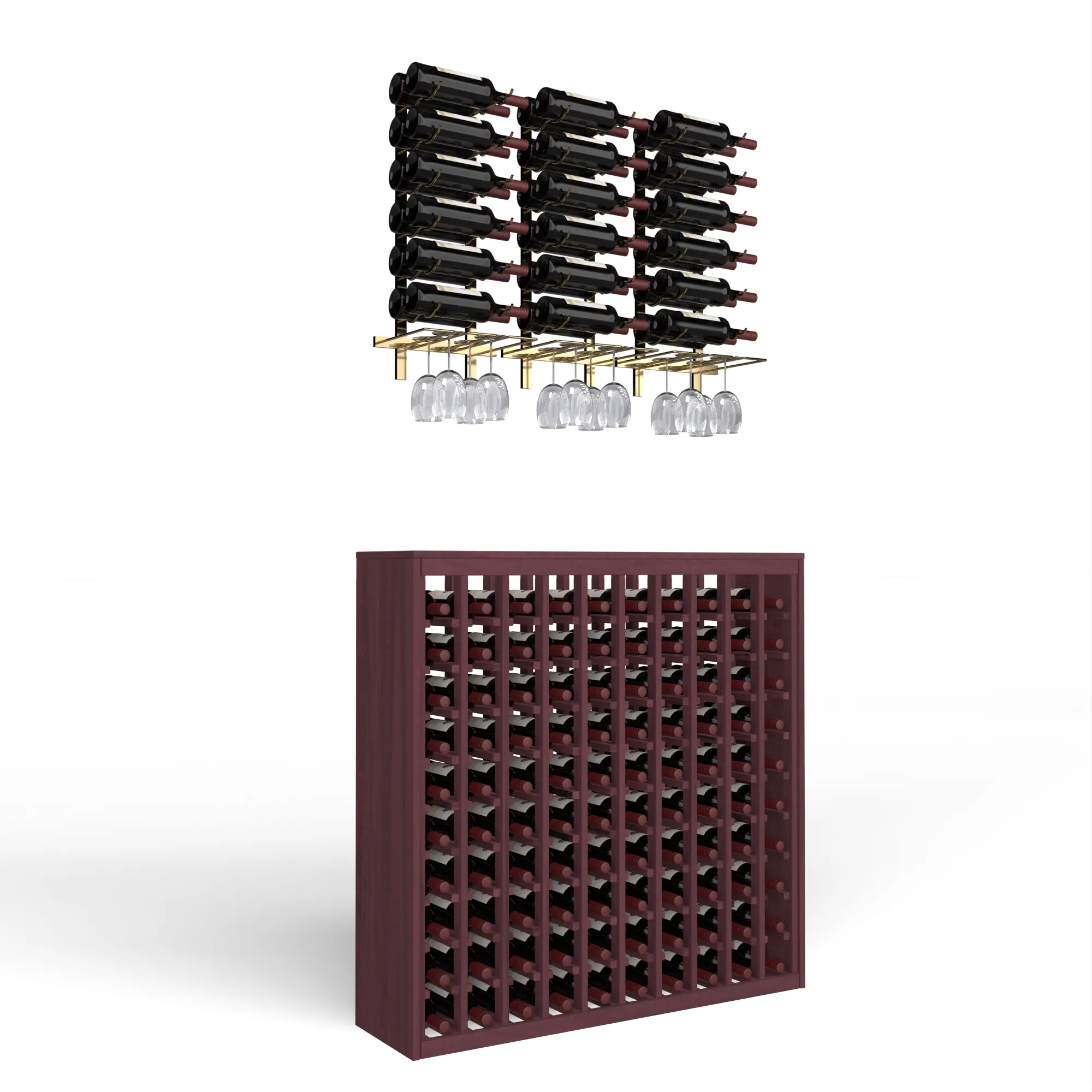 Wine Room Essentials Bundle - 100 Bottle Deluxe x W Series Racks in Golden Bronze Metal