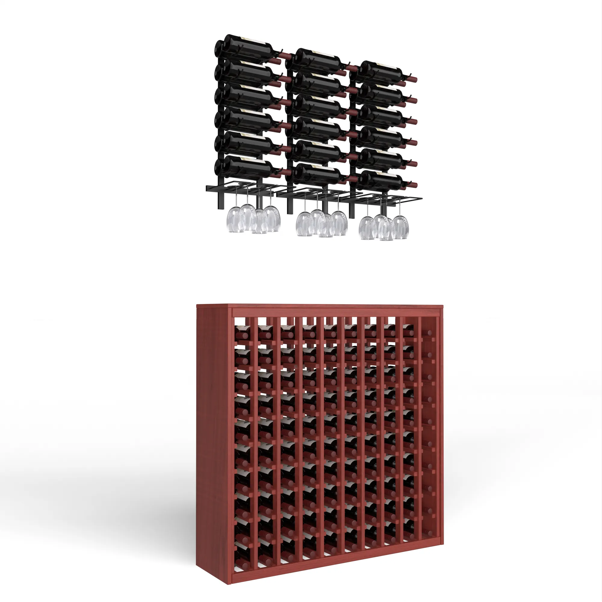 Wine Room Essentials Bundle - 100 Bottle Deluxe x W Series Racks in Matte Black Metal