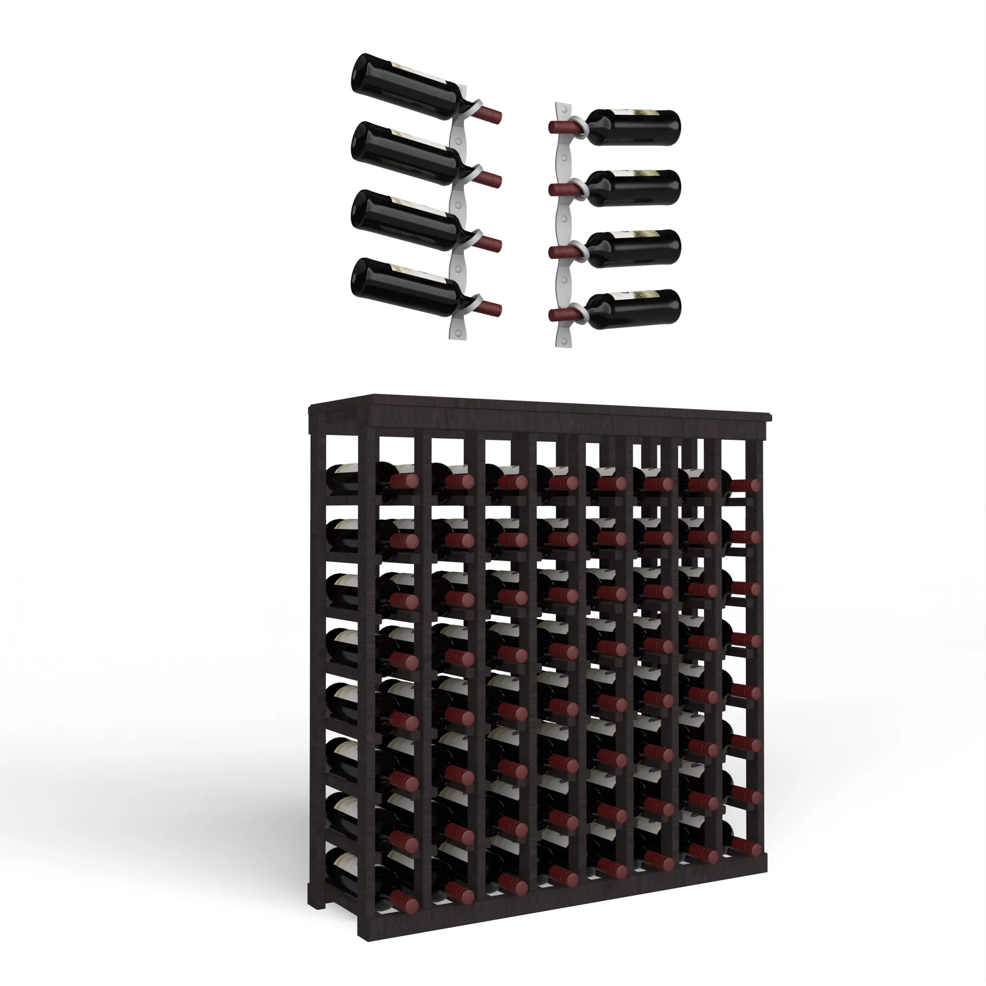 Wine Room Essentials Bundle - 64 Bottle Tabletop x Helix Wine Rack in Cool Gray Metal