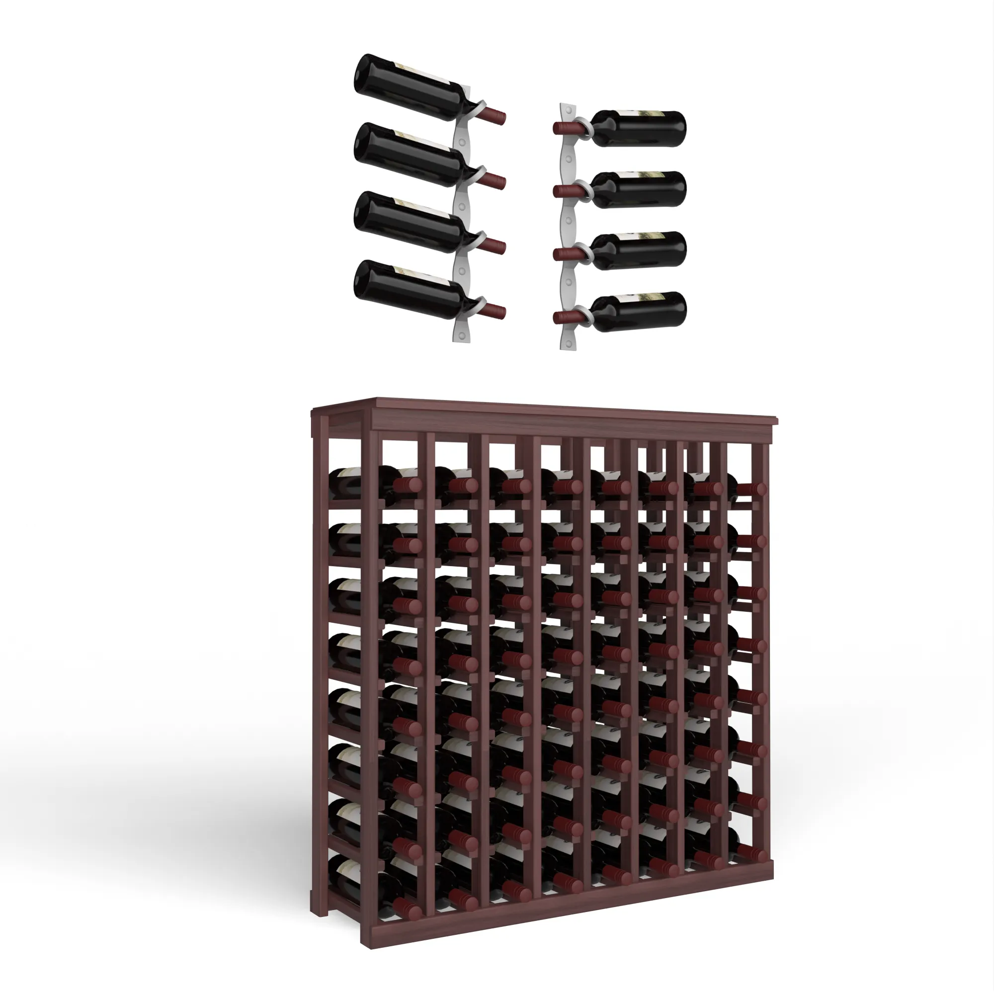 Wine Room Essentials Bundle - 64 Bottle Tabletop x Helix Wine Rack in Cool Gray Metal