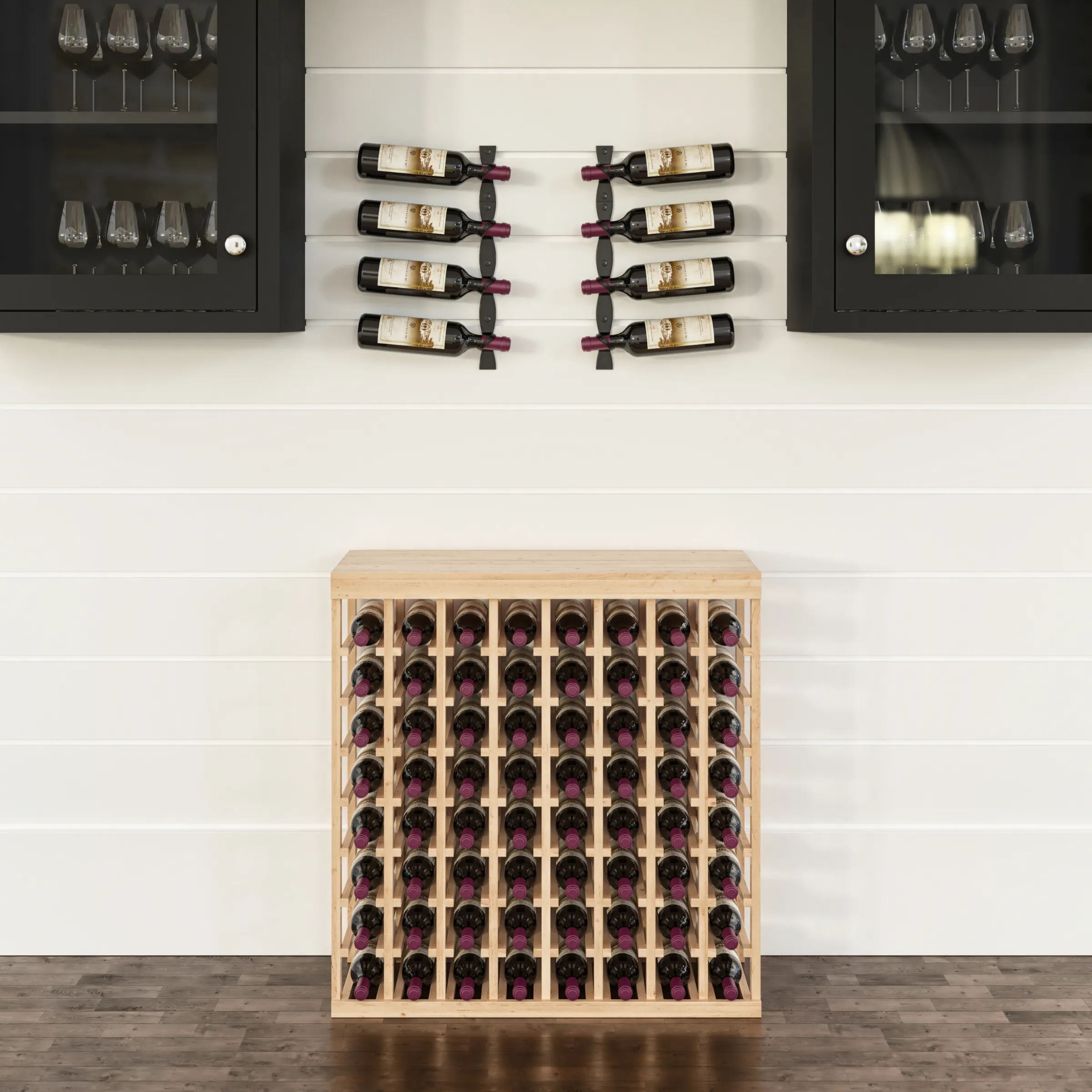 Wine Room Essentials Bundle - 64 Bottle Tabletop x Helix Wine Rack in Cool Gray Metal