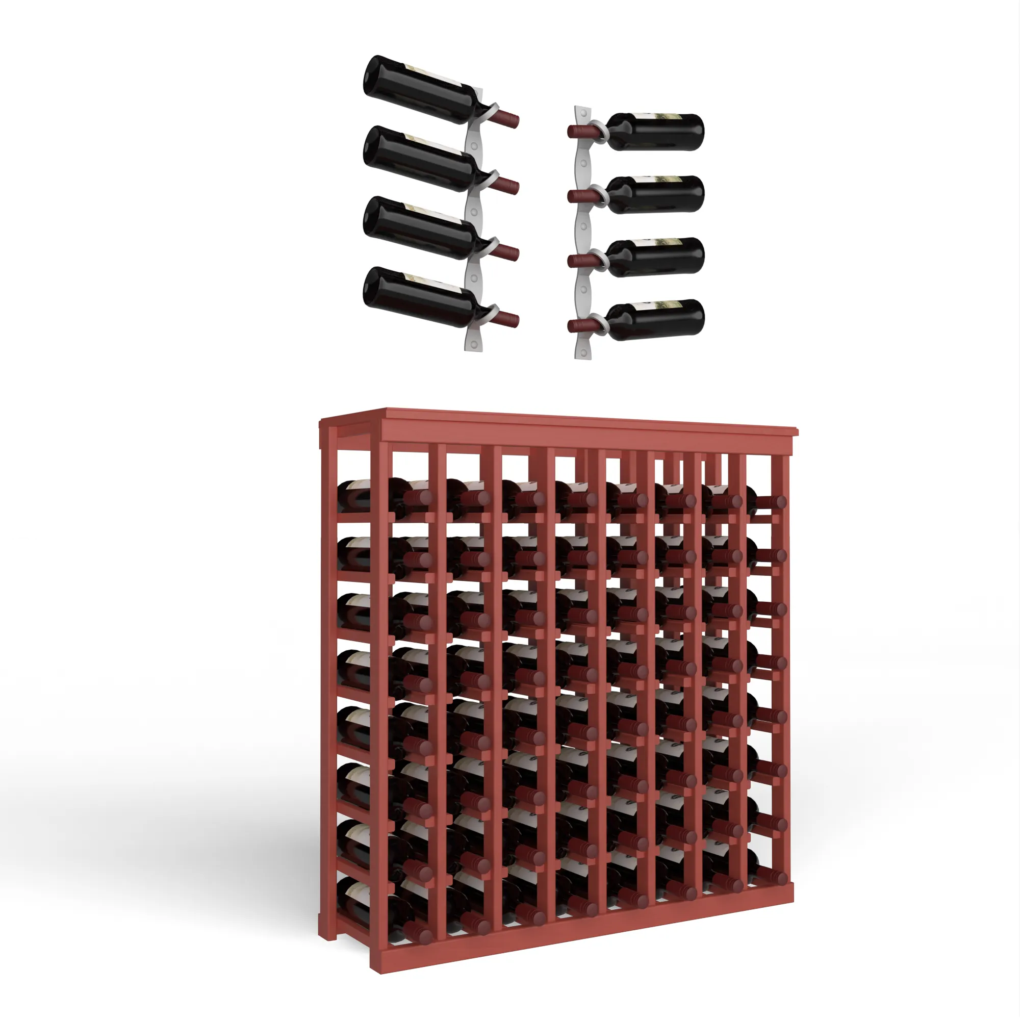 Wine Room Essentials Bundle - 64 Bottle Tabletop x Helix Wine Rack in Cool Gray Metal