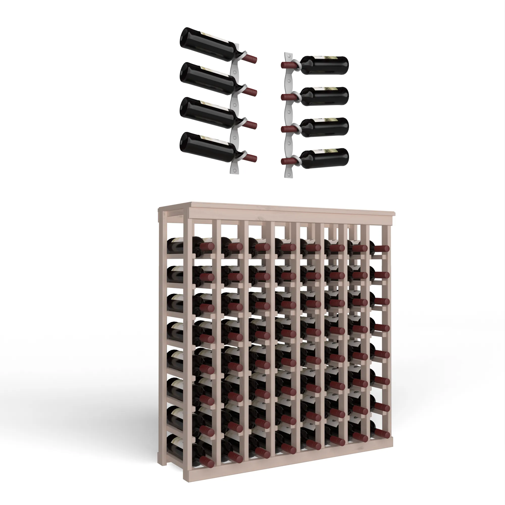 Wine Room Essentials Bundle - 64 Bottle Tabletop x Helix Wine Rack in Cool Gray Metal