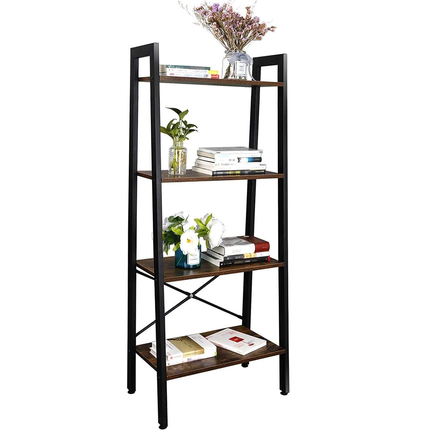 ZENY™ 4-Tier Bookshelf, Ladder Bookcase, Multifunctional Ladder-Shaped Plant Stand Rack